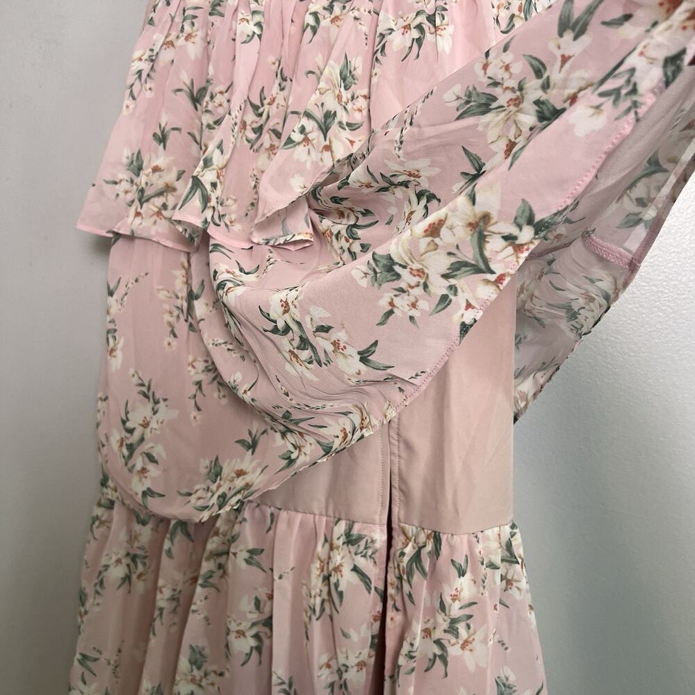 NWT VIGI Flourishing Shine Light Pink Floral Tiered Maxi Dress Sz L - Picture 7 of 16